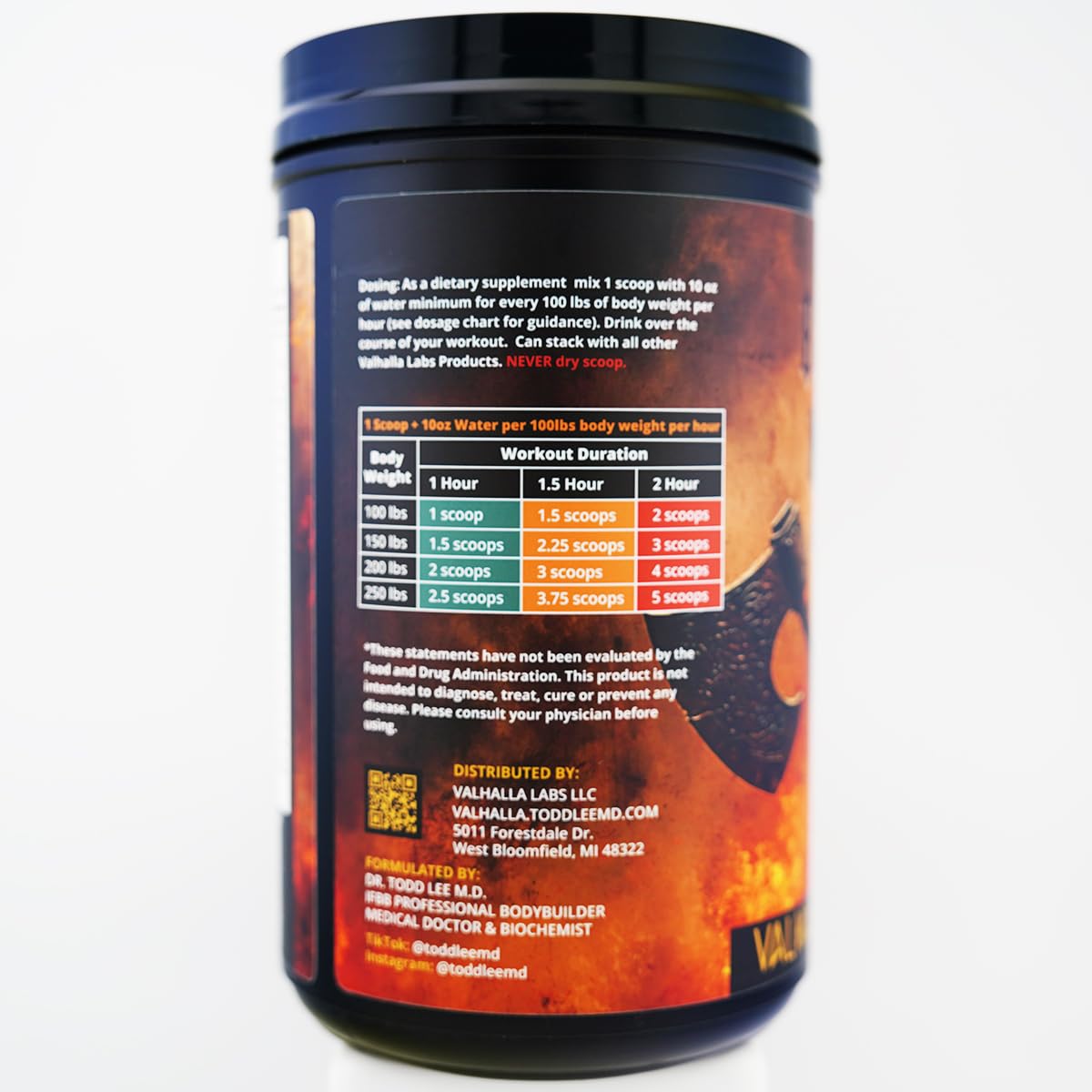Valhalla Labs Battle Mead being poured reveals a rapid carbohydrate boost for workouts.