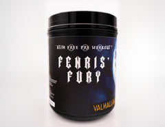 Fenris' Fury scoop alongside label emphasizes 32g active ingredients promise.