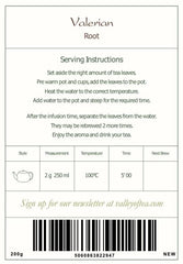 Valley of Tea cup with valerian root tea brew promoting relaxation.