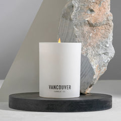 Vancouver Candle Co Prairies label close-up signals premium quality and clean burn