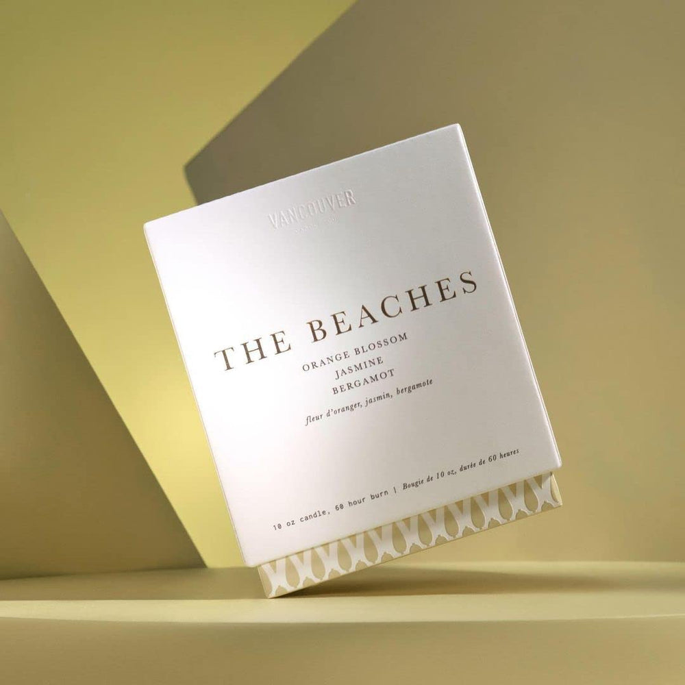 Vancouver Candle Co The Beaches Neighborhood burning candle conveys long-lasting fragrance.