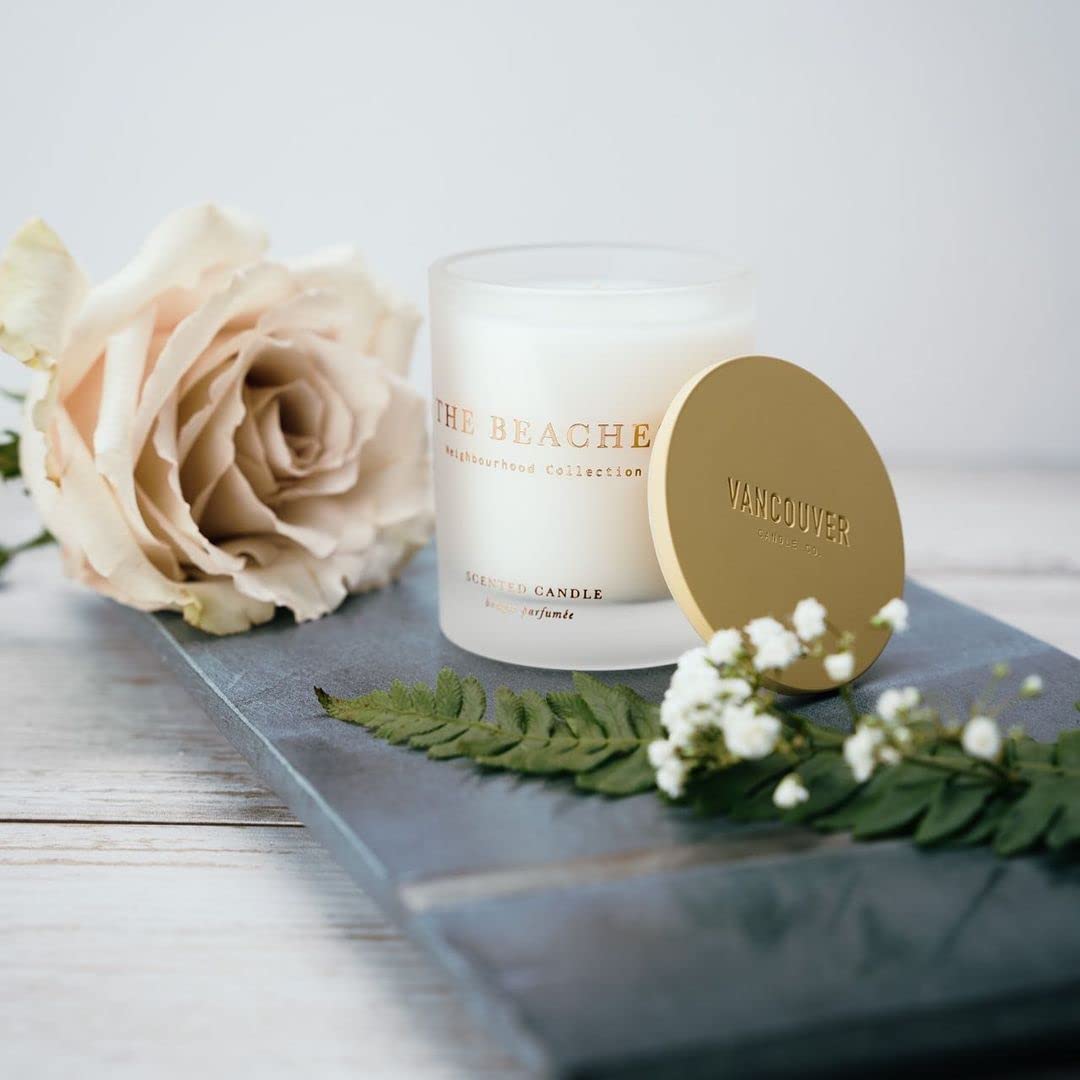 Vancouver Candle Co The Beaches Neighborhood close-up wax-wick highlighting natural essential oils.