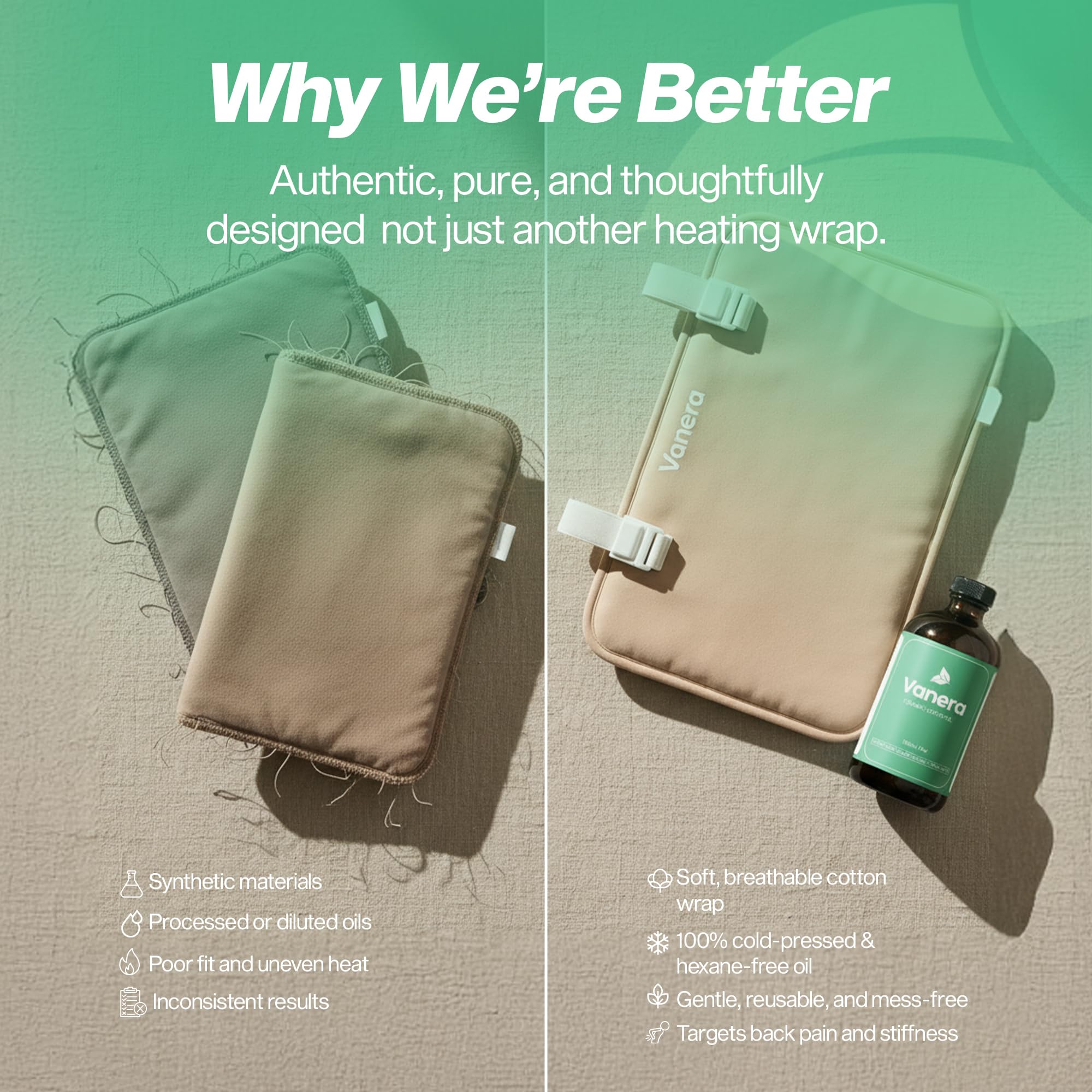 Vanera castor oil pack wrap adjustable straps for a secure, customizable fit