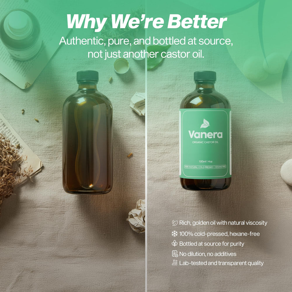Vanera organic certification badge on hexane-free, cold-pressed oil