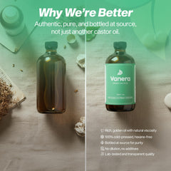 Vanera organic certification badge on hexane-free, cold-pressed oil