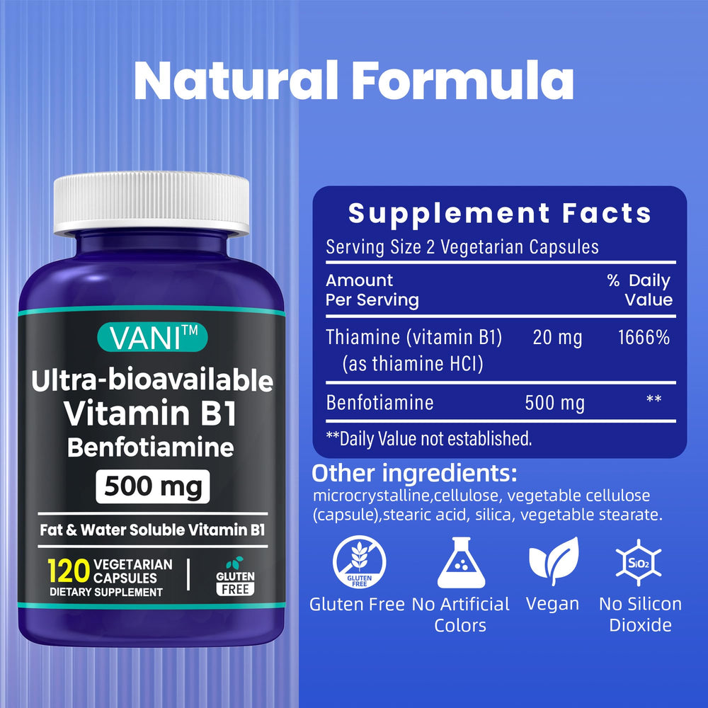 Gluten-free packaging for VANI benfotiamine supplement