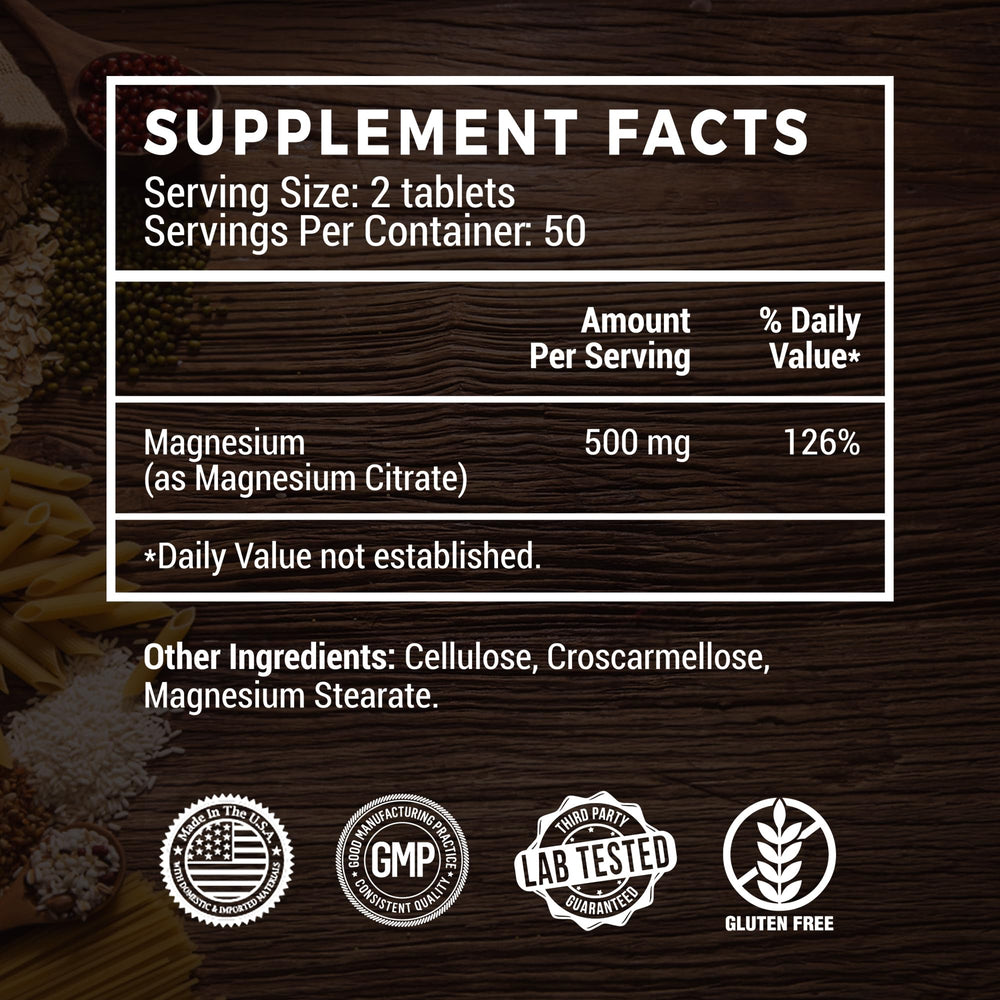 Dosing cue for 1 tablet, 1-3 times daily with VANI Magnesium Citrate.