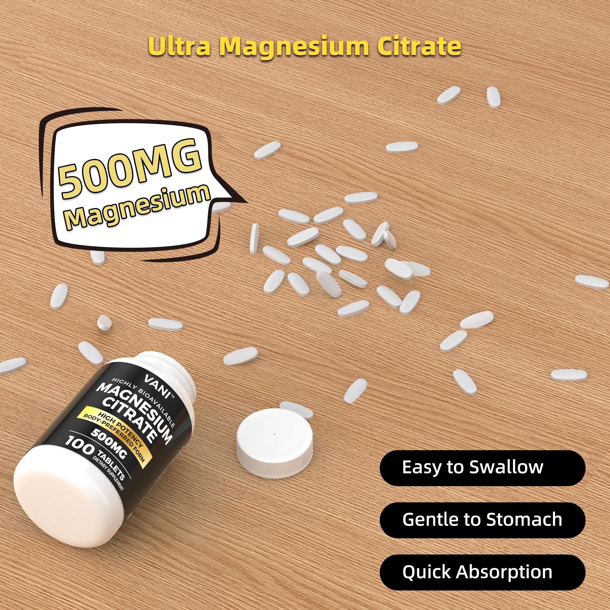 Gluten-free symbol on VANI Magnesium Citrate packaging.