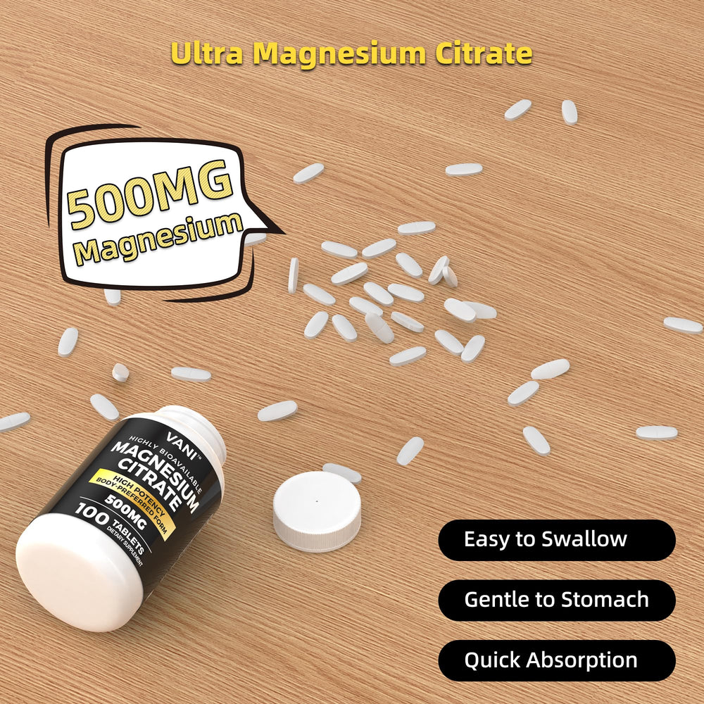 Gluten-free symbol on VANI Magnesium Citrate packaging.