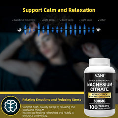USA facility and third-party testing badge for VANI Magnesium Citrate.