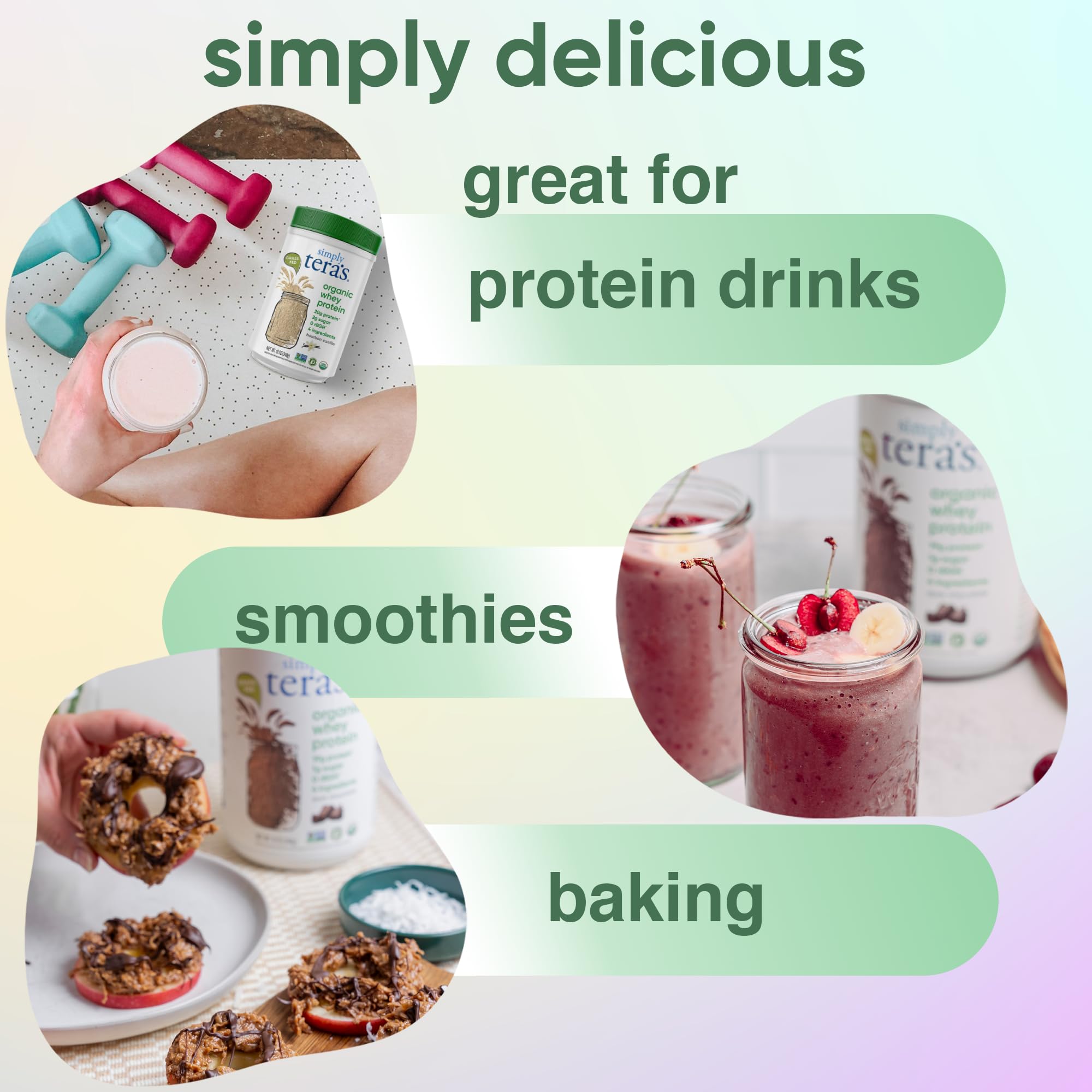 vanilla Bourbon Islands flavor from simply tera's whey protein powder shines in shakes.