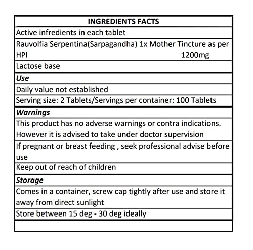 Lactose-based tablets by Vashisht Rauwolfia Serpentina ready for use