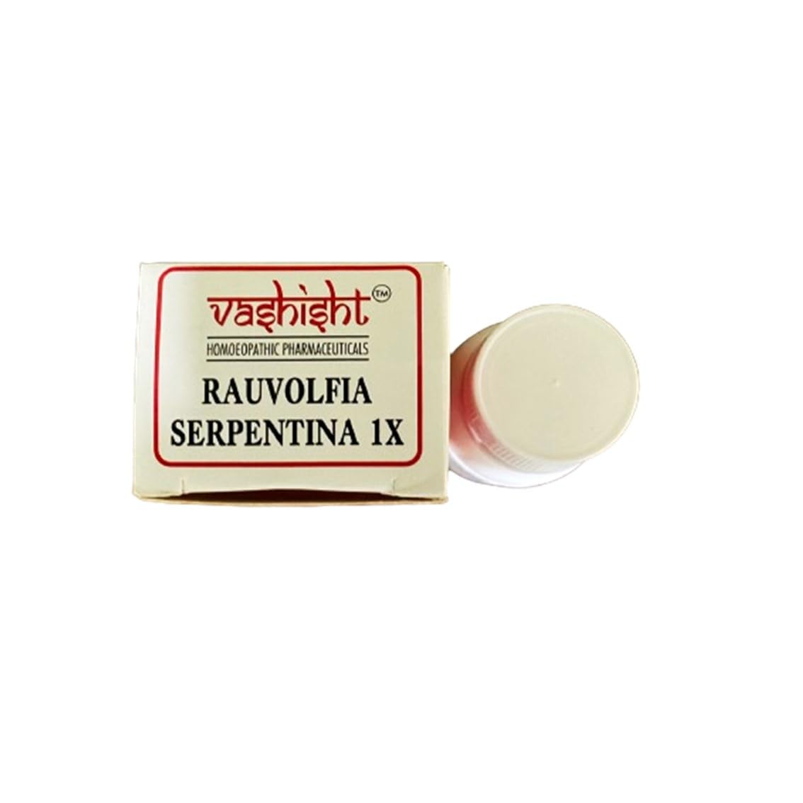 Tablets from Vashisht Rauwolfia Serpentina on a white surface for clarity