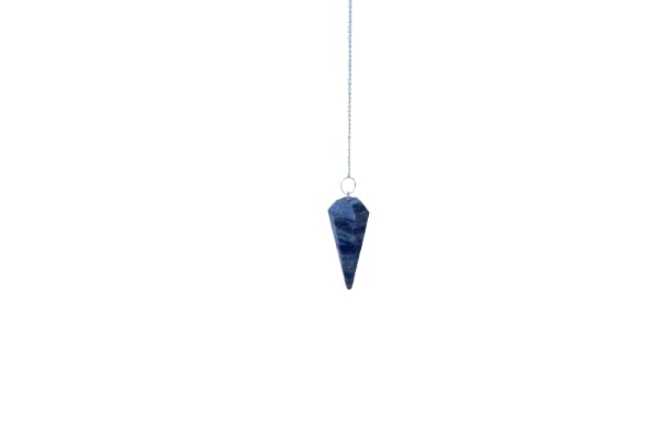 Vastu Handicrafts sodalite pendulum close-up highlights deep blue stone for dowsing use