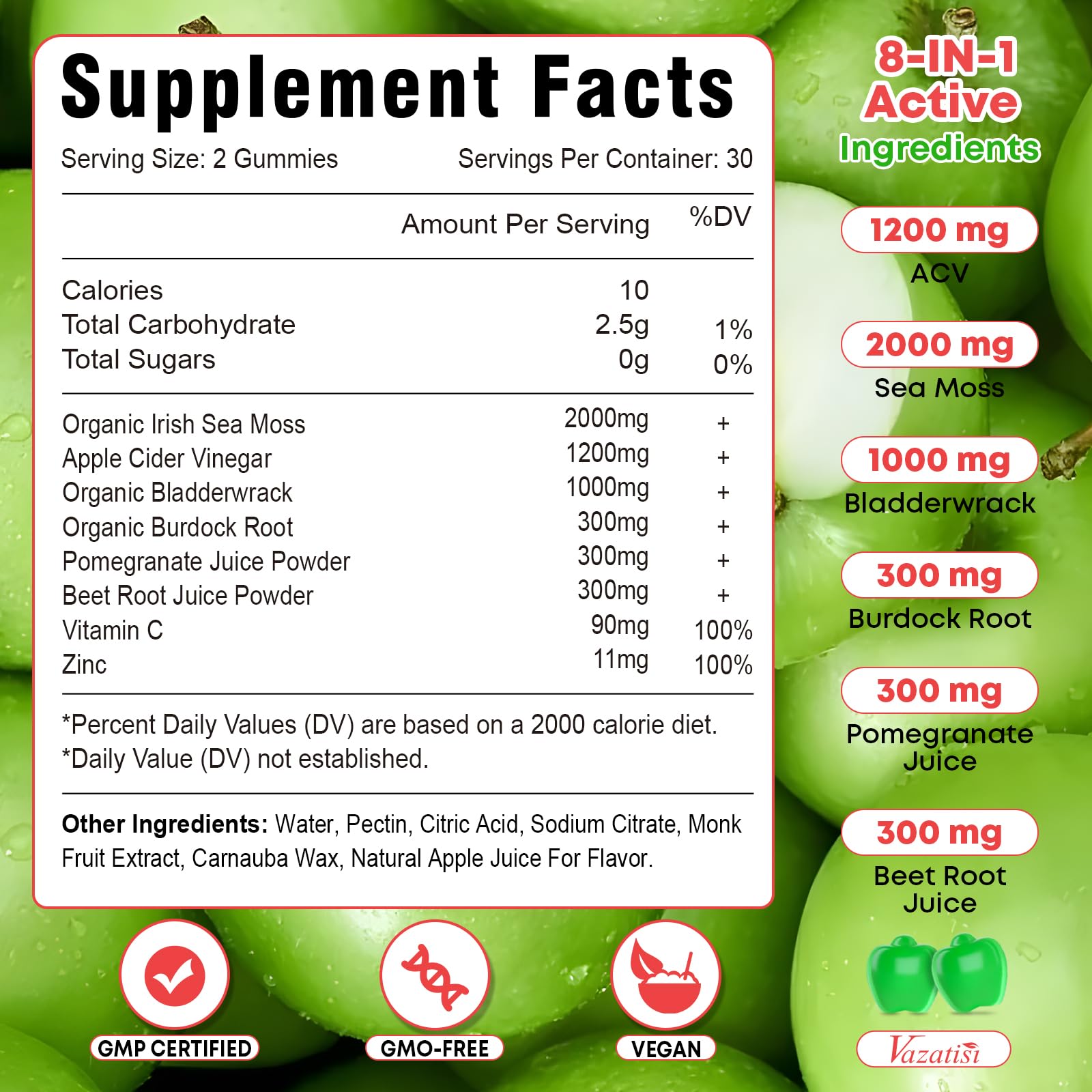 Vazatisi apple-flavored gummies as a tasty daily snack.
