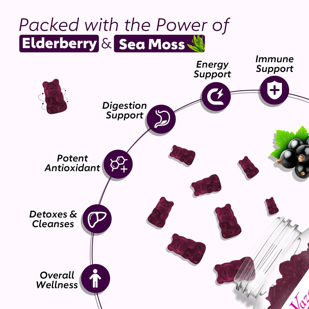 Vazatisi blueberry-flavored gummies closeup with glossy coating for a tasty daily supplement.
