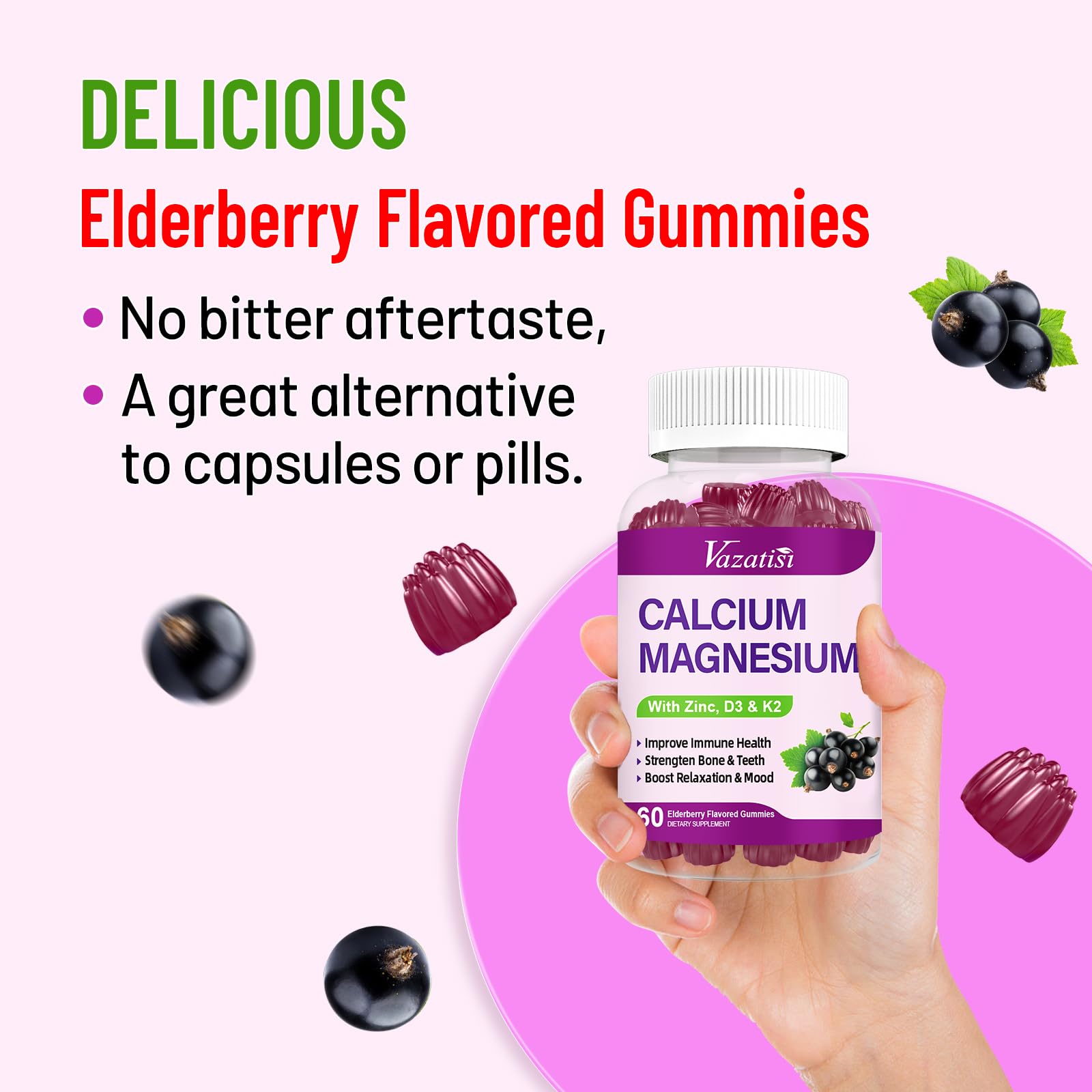 Bottle on counter suggests convenient daily supplement routine.