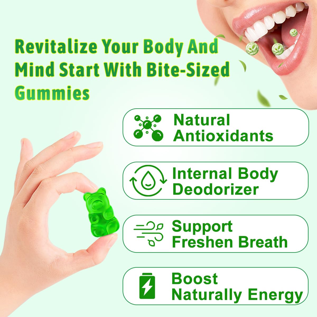 Vazatisi Chlorophyll Gummies apple-flavor chewy gummies for daily enjoyment