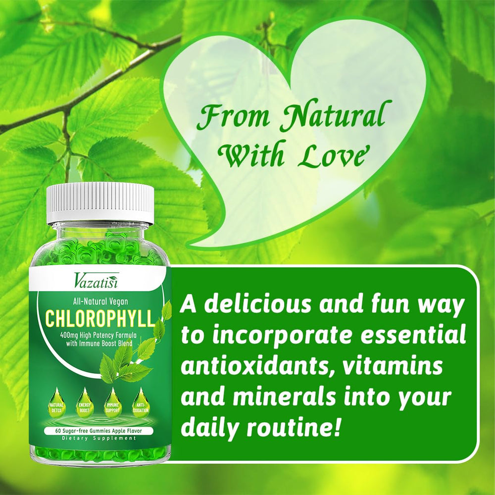 Vazatisi Chlorophyll Gummies on-the-go packaging for travel and busy days