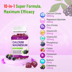 Label close-up reveals 10-in-1 blend for daily wellness alongside elderberry extract.