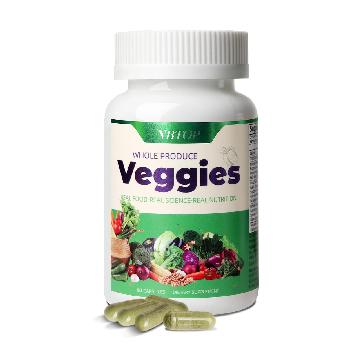 VBTOP bottle with vegetables supplement supports daily energy and balance.