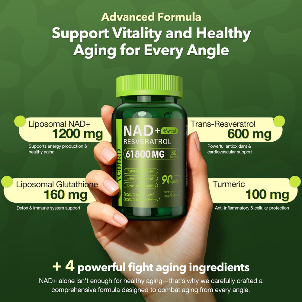 VCBIRD Liposomal Glutathione and Turmeric capsules suggesting antioxidant support