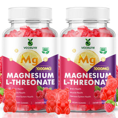 VCCHUYH 2-pack magnesium threonate gummies raspberry bottle for daily wellness.