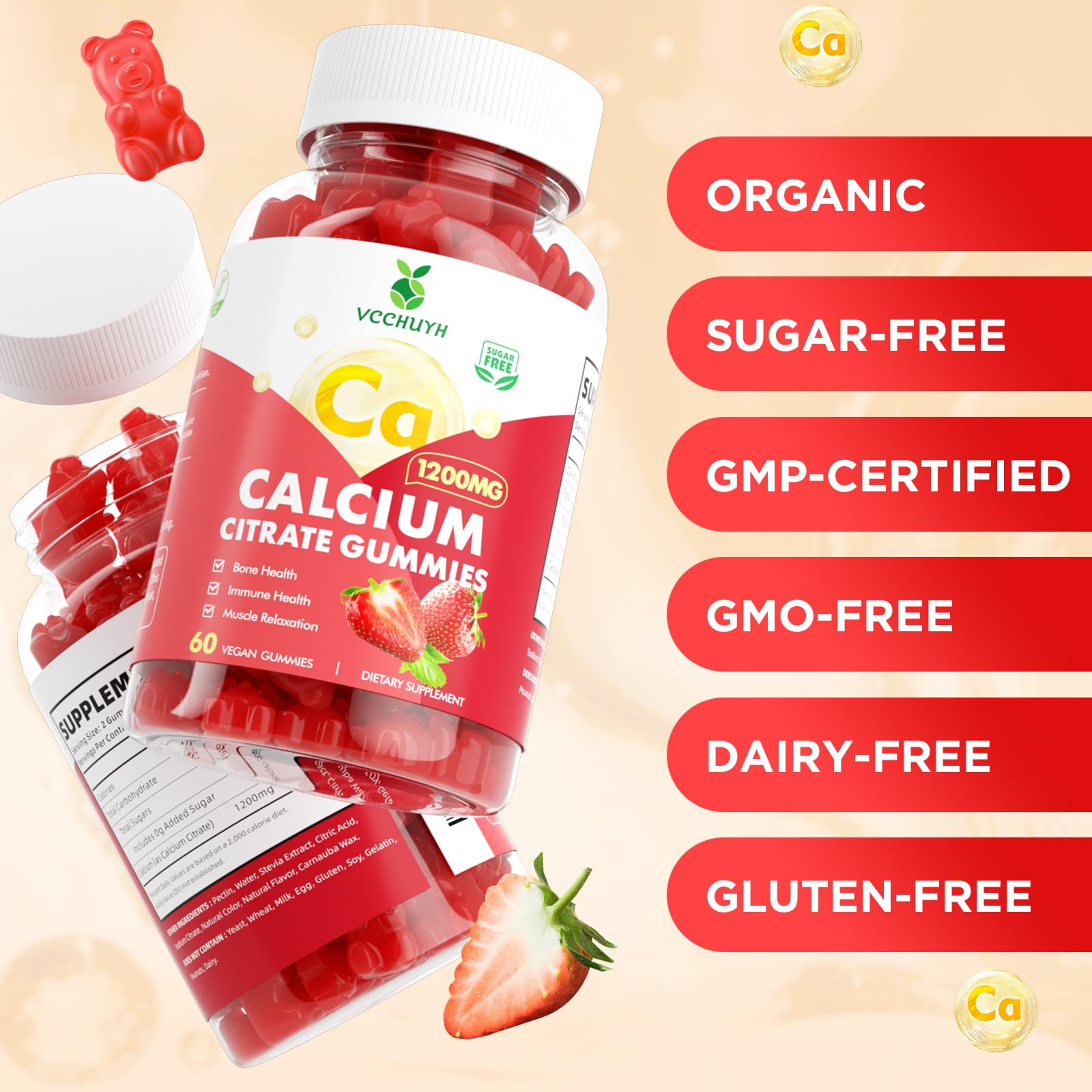 VCCHUYH gummies vegan glutenfree formula suitable for sensitive stomachs