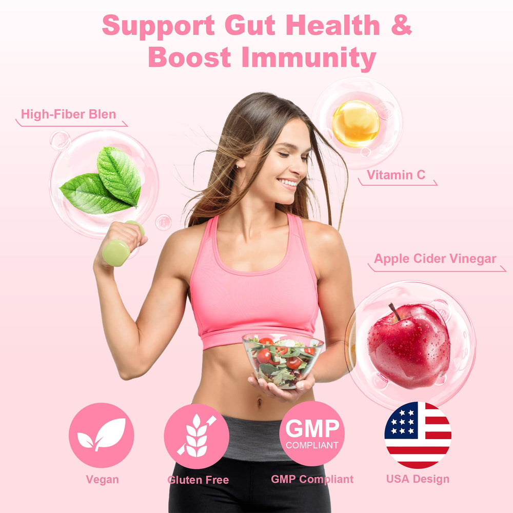Vccvaa 9-in-1 apple flavor gummies displayed for tasty gut health