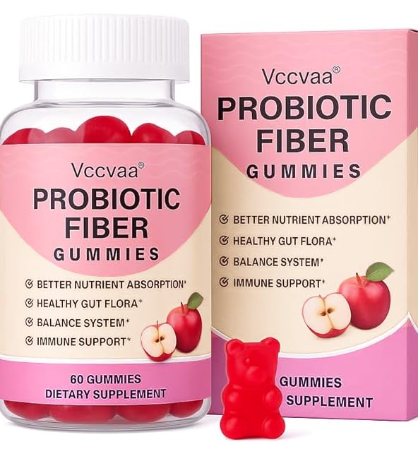 Vccvaa 9-in-1 probiotic fiber gummies bottle front view for daily digestive support