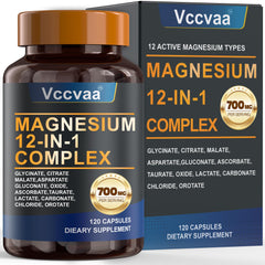 Vccvaa Magnesium Complex bottle shows 12 forms for broad daily support.