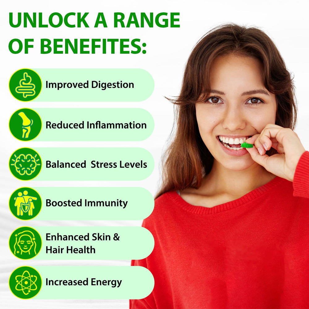Nutrition label on Vceeoy Sea Moss Gummies emphasizes natural, additive-free formula.