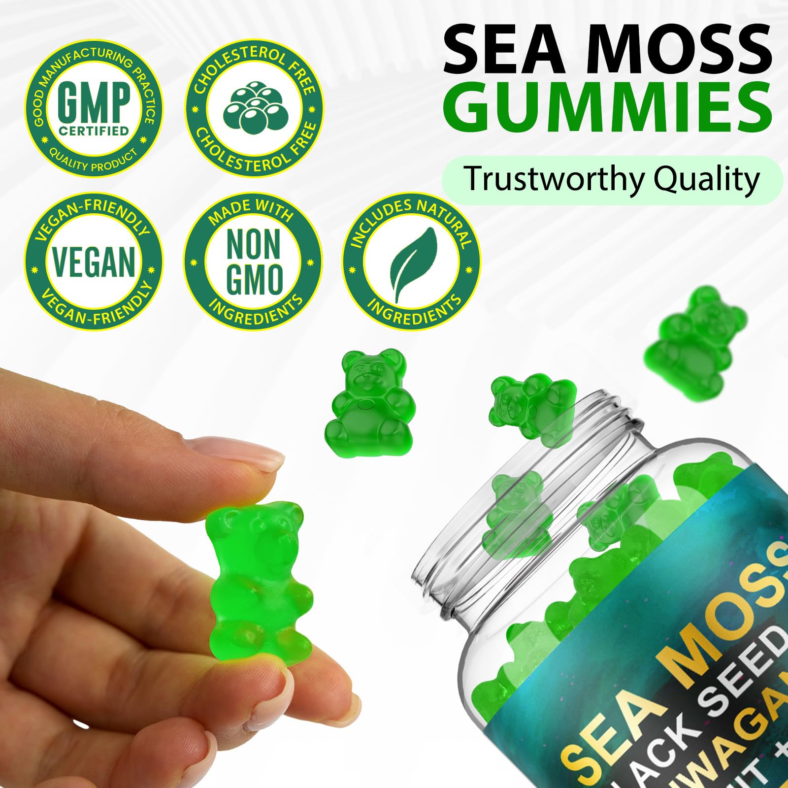 Chewy texture of Vceeoy gummies suggests easy daily consumption for energy.
