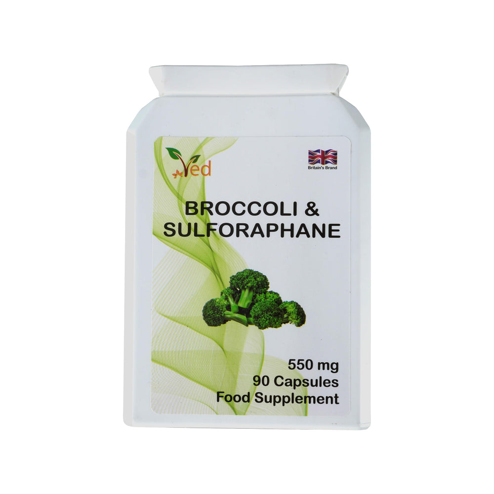 Ved Broccoli Sulforaphane capsules bottle with label for convenient daily antioxidant support