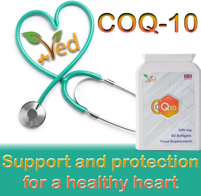 Ved CoQ10 ingredients list highlighting naturally fermented ubiquinone benefits.