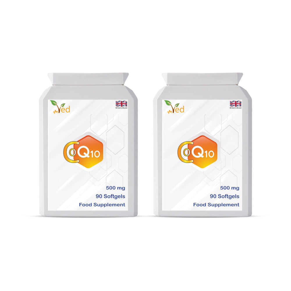 Ved CoQ10 bottle front, two-pack set for daily energy support