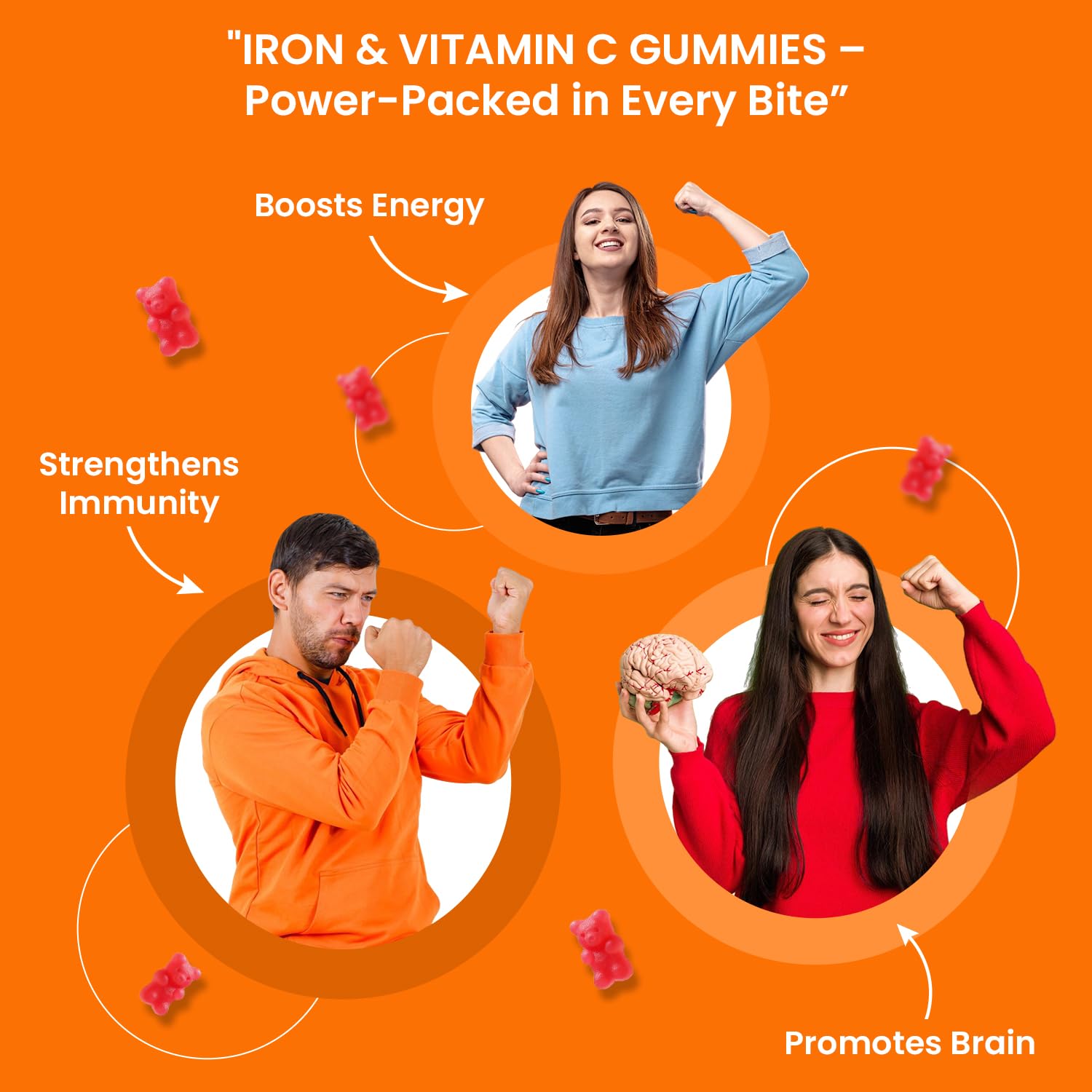 Ved Iron Gummies 120-count bottle emphasizing long-lasting supply