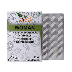 Ved Woman Complex capsules ready for daily intake.