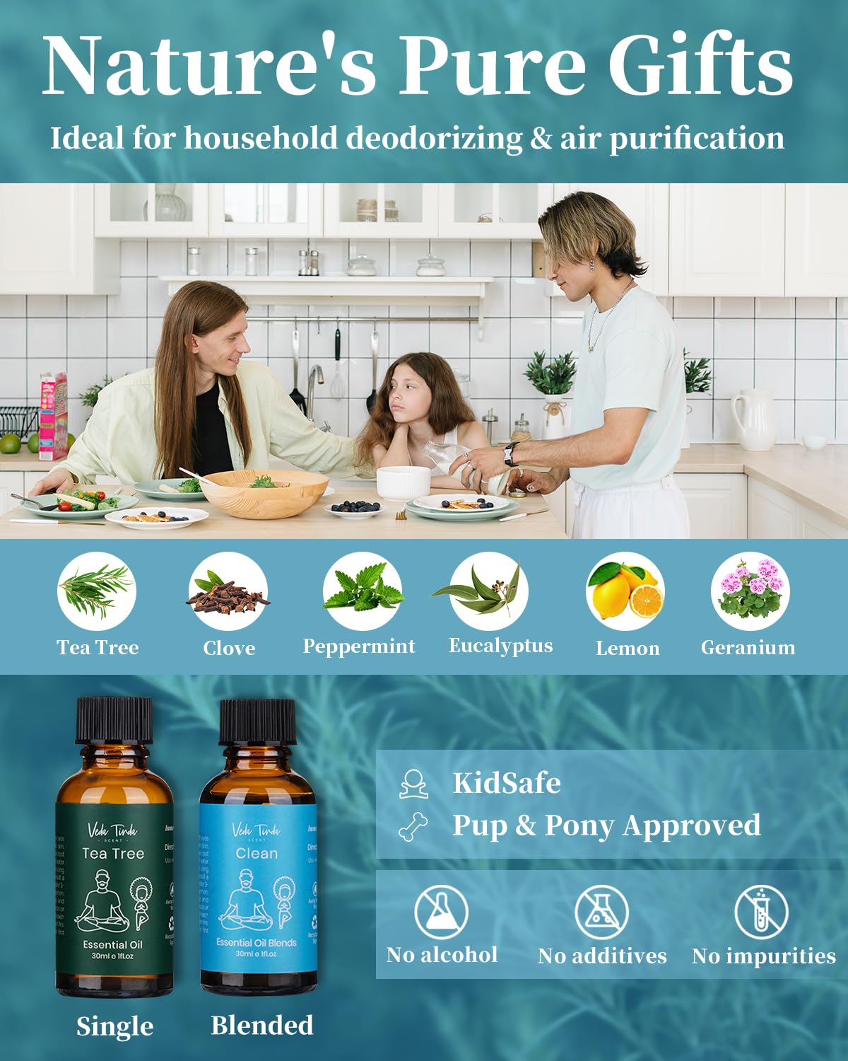 VEDA TINDA SCENT CLEAN blend oil bottle with natural aroma