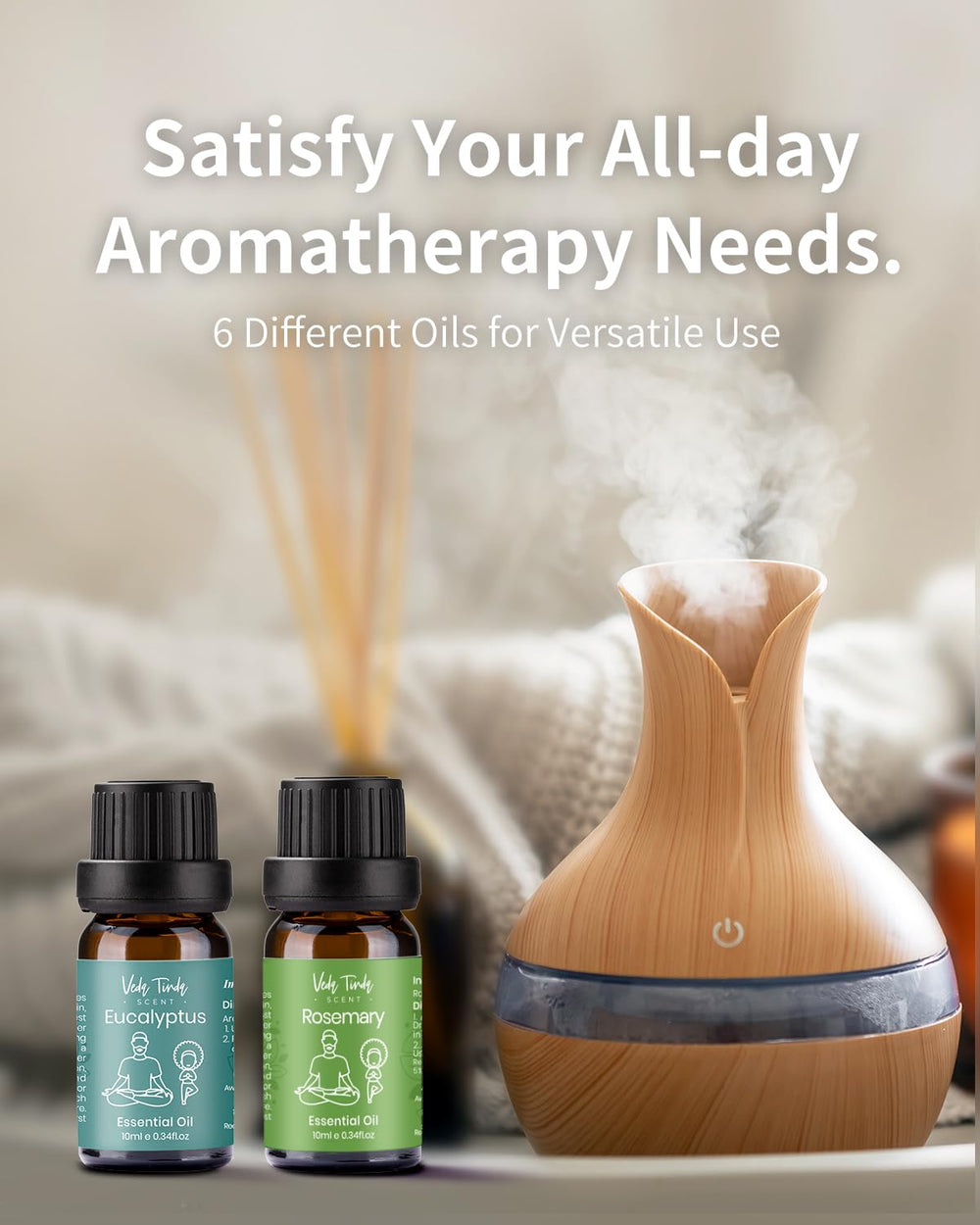 VEDA TINDA SCENT diffuser setup with essential oils.