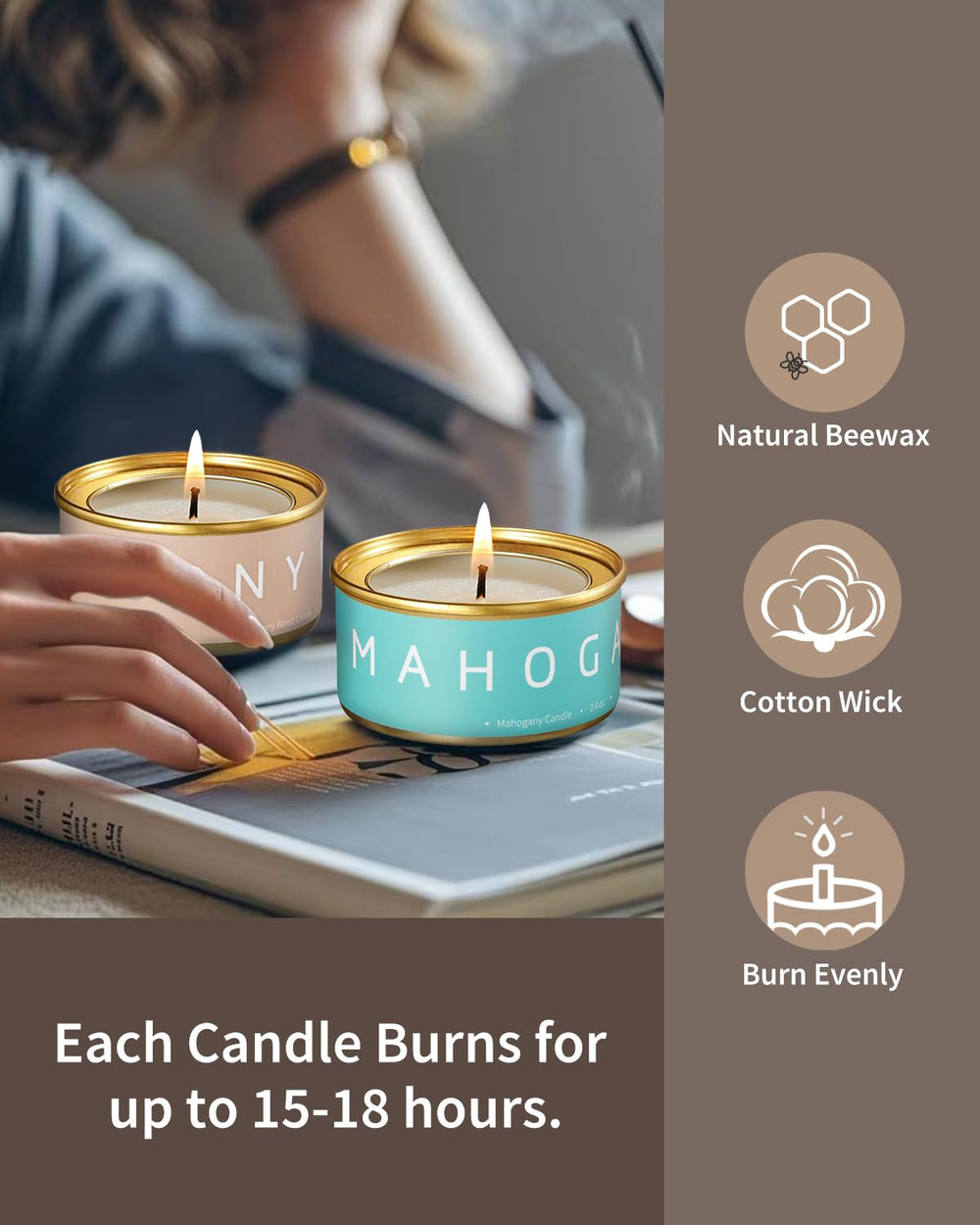VEDA TINDA SCENT Ebony Wood candle creates a refined, mellow atmosphere.