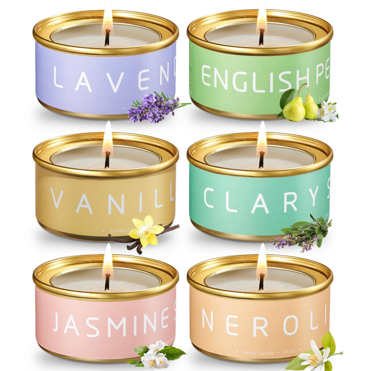 VEDA TINDA SCENT Floral Candle Gift Set in an elegant tin, ideal for gifting and cozy ambiance.