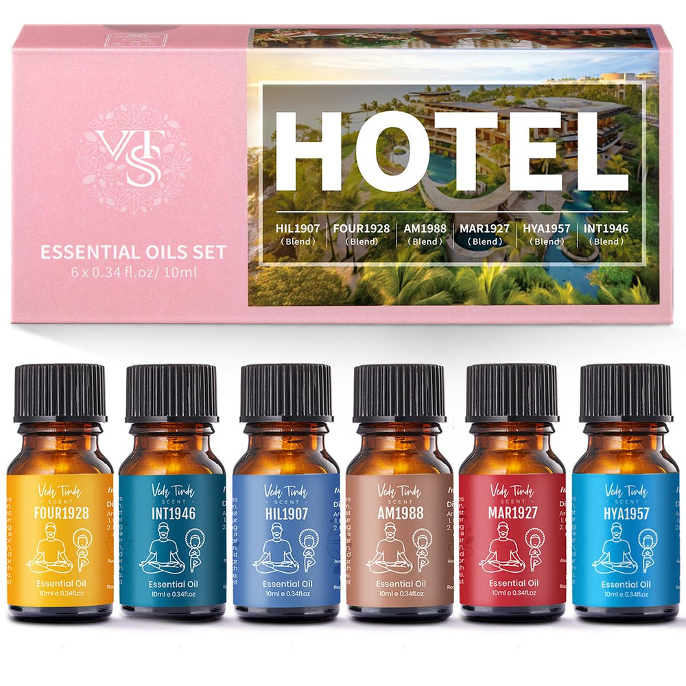 VEDA TINDA SCENT hotel scent oil set displaying six blends for luxurious ambiance