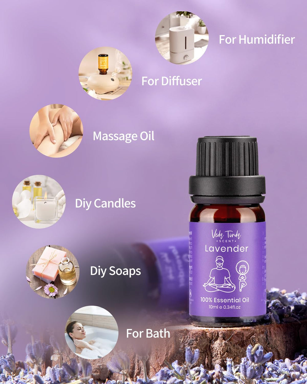 VEDA TINDA SCENT peppermint oil bottle for refreshing diffusion.