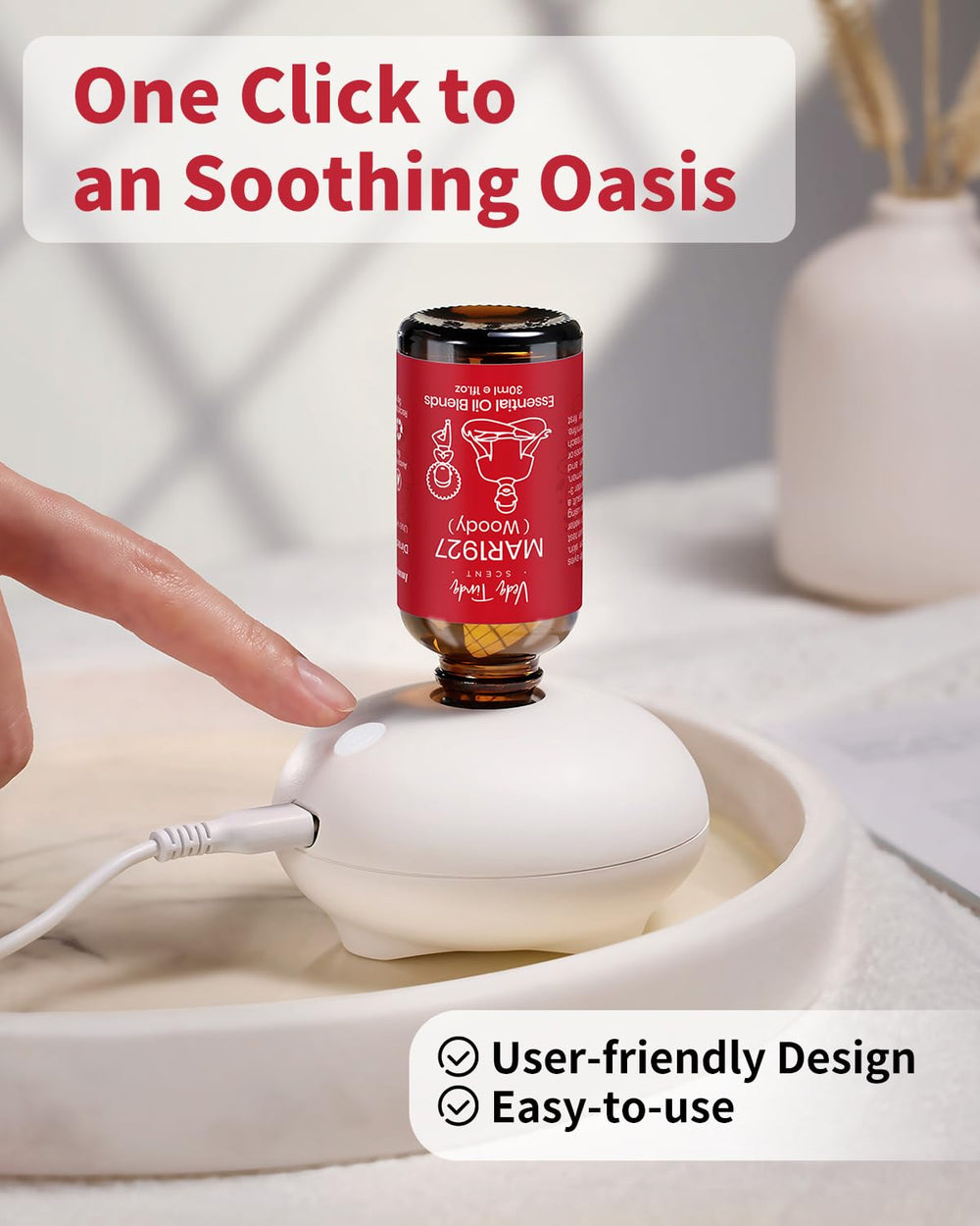 Sleek, modern VEDA TINDA SCENT VTS diffuser enables easy daily use.