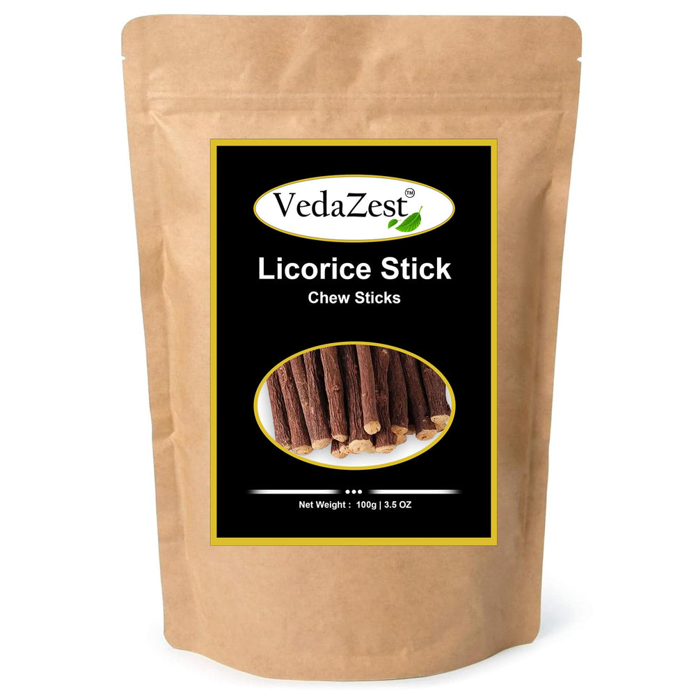 Vedazest licorice root sticks closeup texture—pure, organic, no additives
