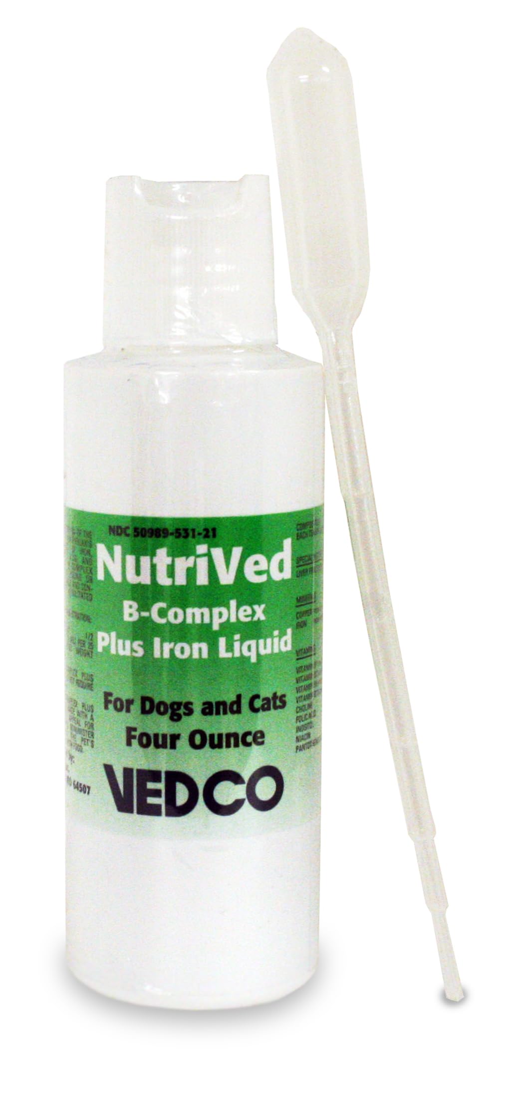 Vedco NutriVed B-Complejo Hierro Líquido: apoyo nutricional para perros y gatos en recuperación.