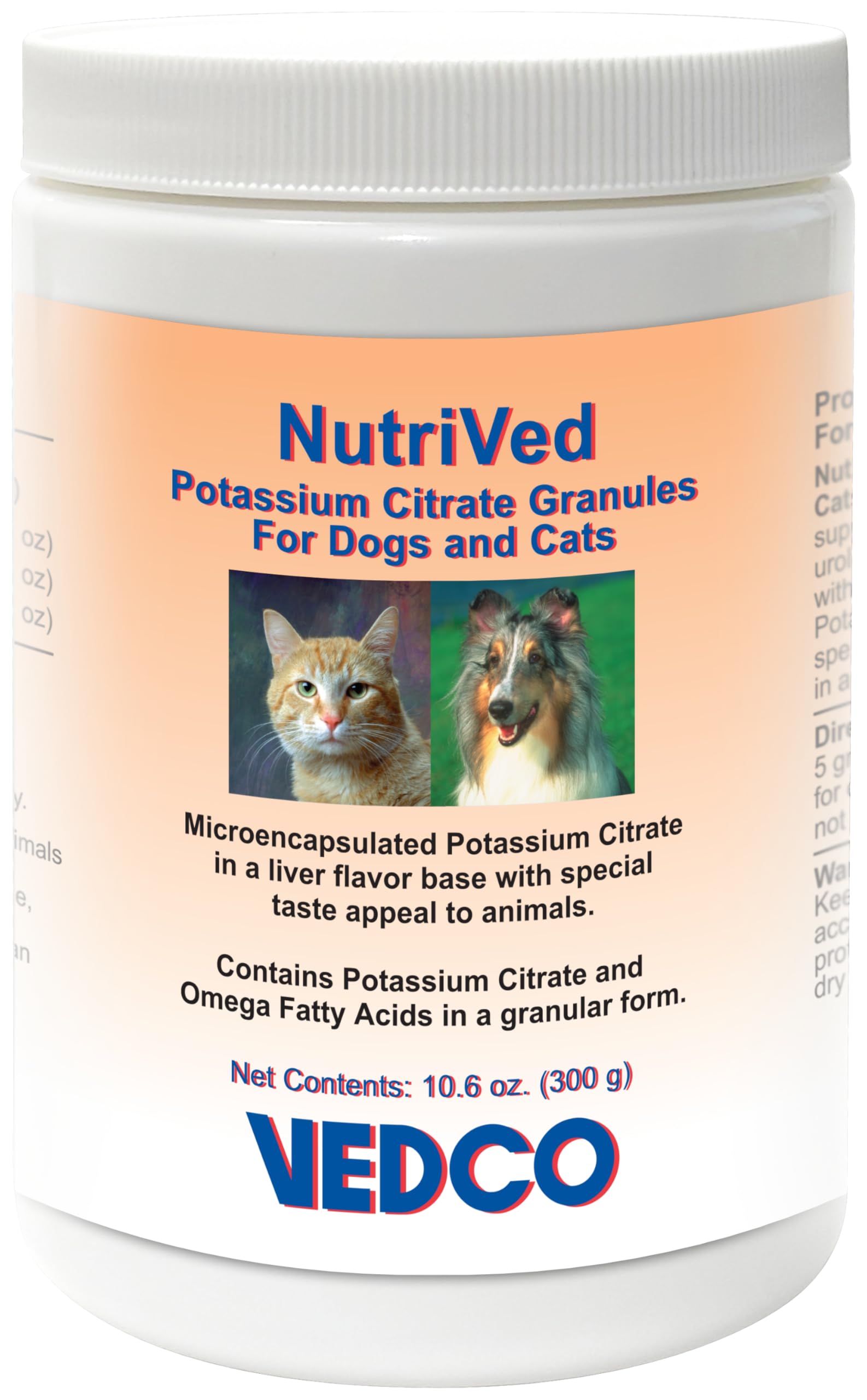 Vedco NutriVed potassium citrate granules in liver flavor for pets, supporting urinary health