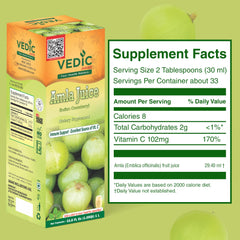 Vedic Juices Amla Juice pour promotes an easy daily ritual and refreshing intake