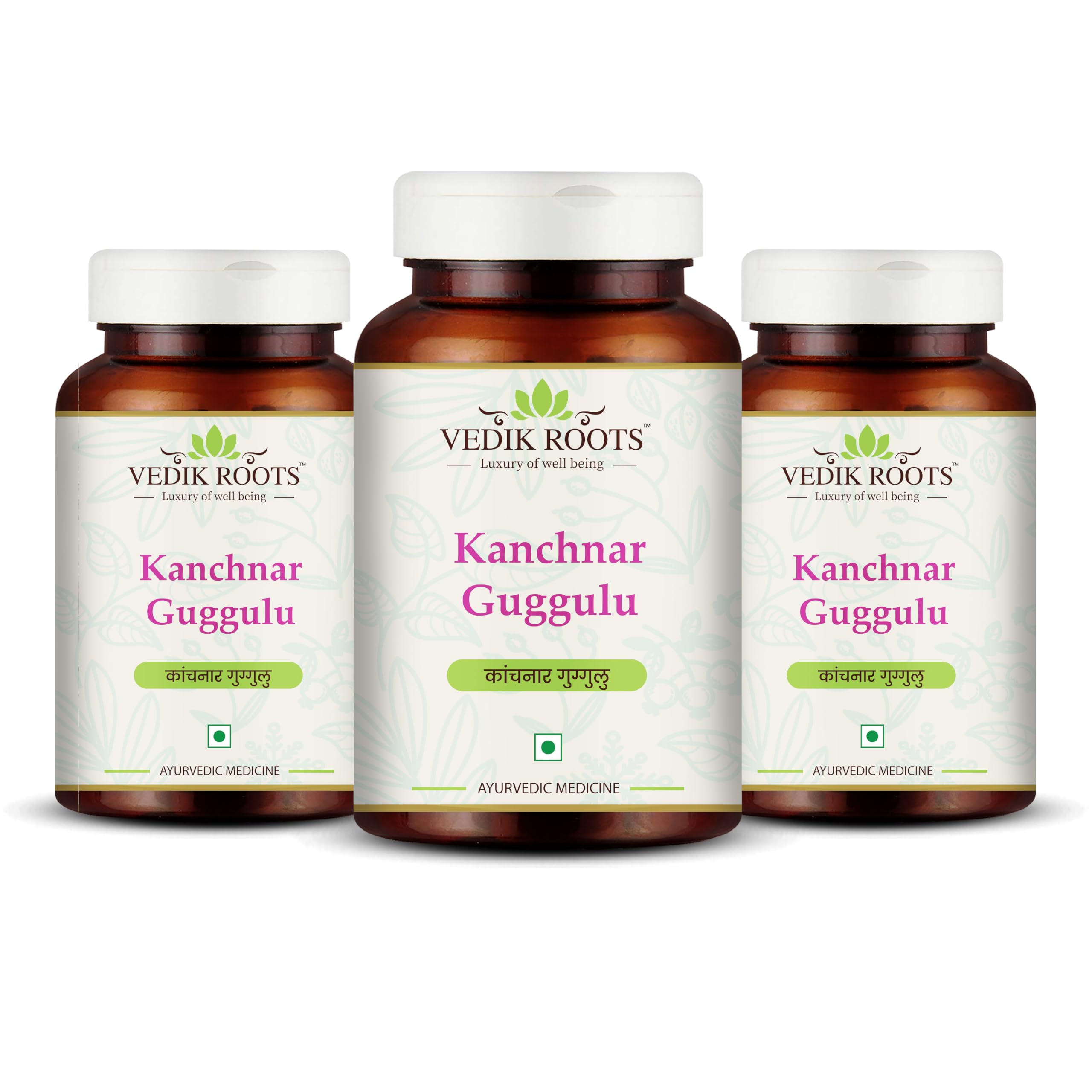 VEDIKROOTS Kanchnar Guggulu bottle and tablets for hormonal balance and thyroid support